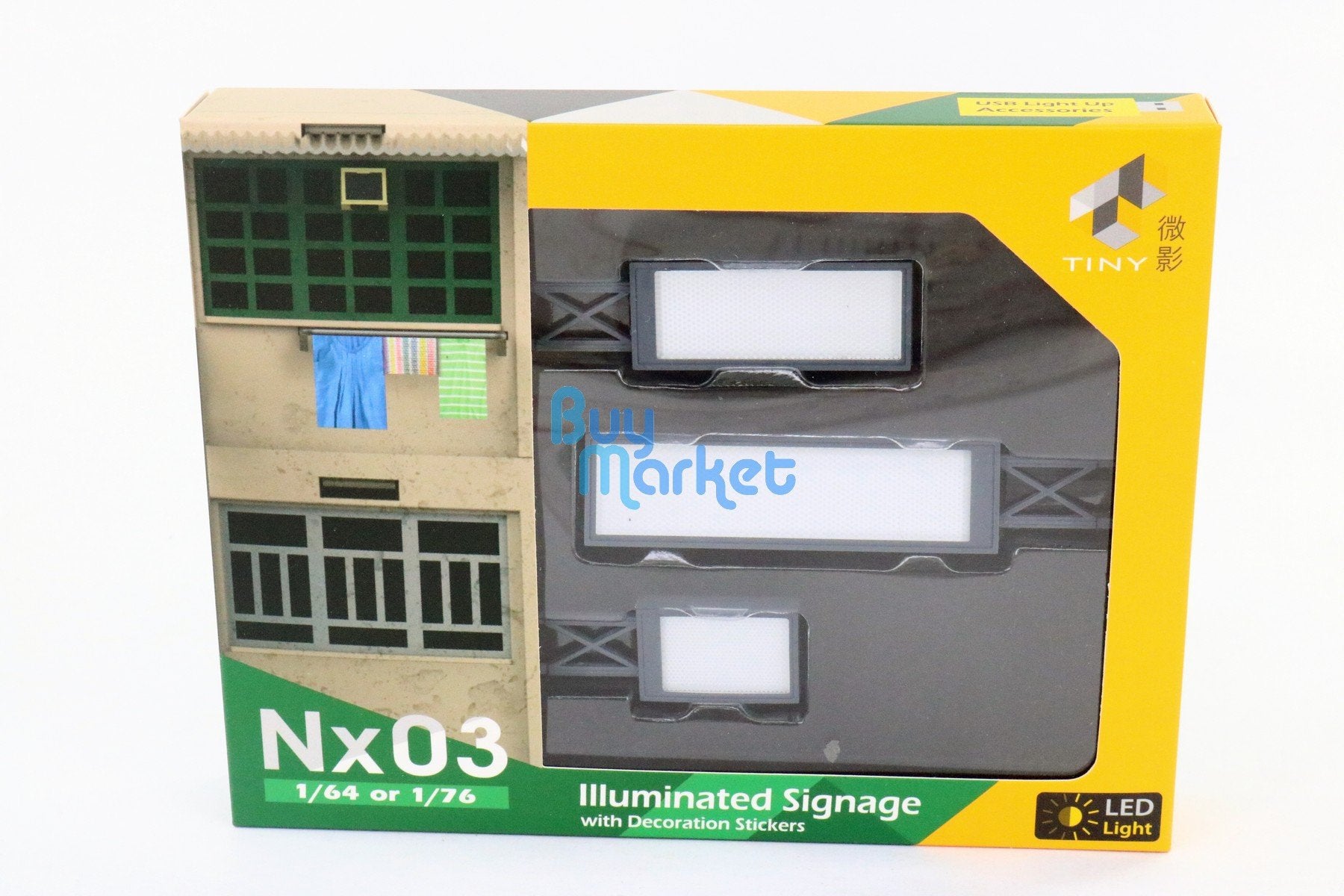TINY City 1/64,1/76 Nx03 Diorama Illuminated Signage with Stickers LED Light