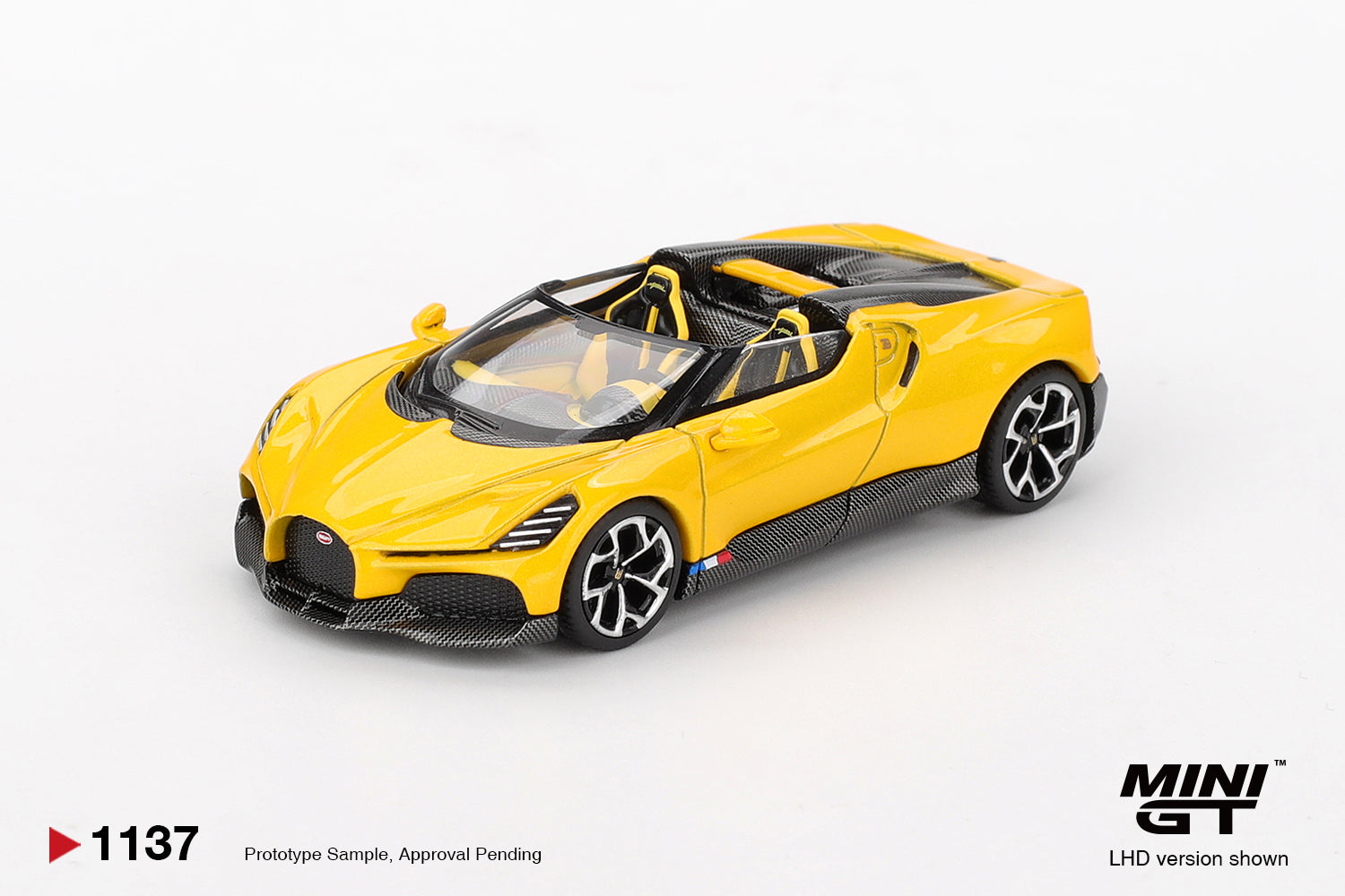 (Pre-order) MINI GT #1137 Bugatti W16 Mistral Yellow Diecast Model Car