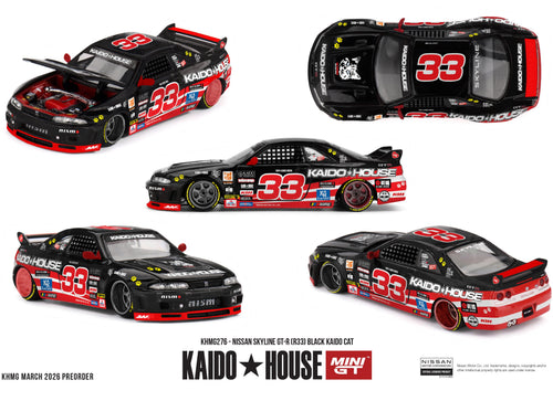 Load image into Gallery viewer, (Pre-order) Kaido House X Mini GT Nissan Skyline GT-R (R33) Black Kaido Cat #276
