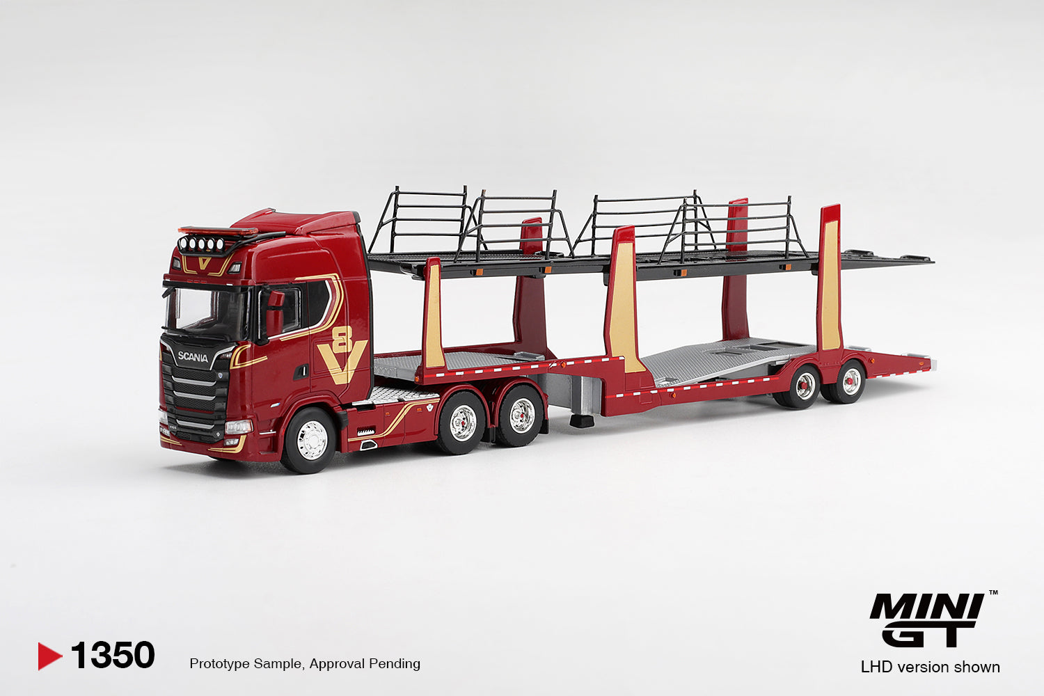 (Pre-order) Mini GT #1350 Scania 770S A6x4NA Car Transporter V8 50th Anniv. LHD