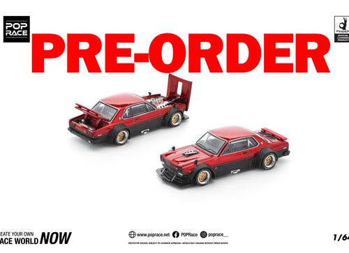 Load image into Gallery viewer, (Pre-order) POPRACE 1/64 SKYLINE GT-R V8 DRIFT (HAKOSUKA) - RED BLACK Model Car
