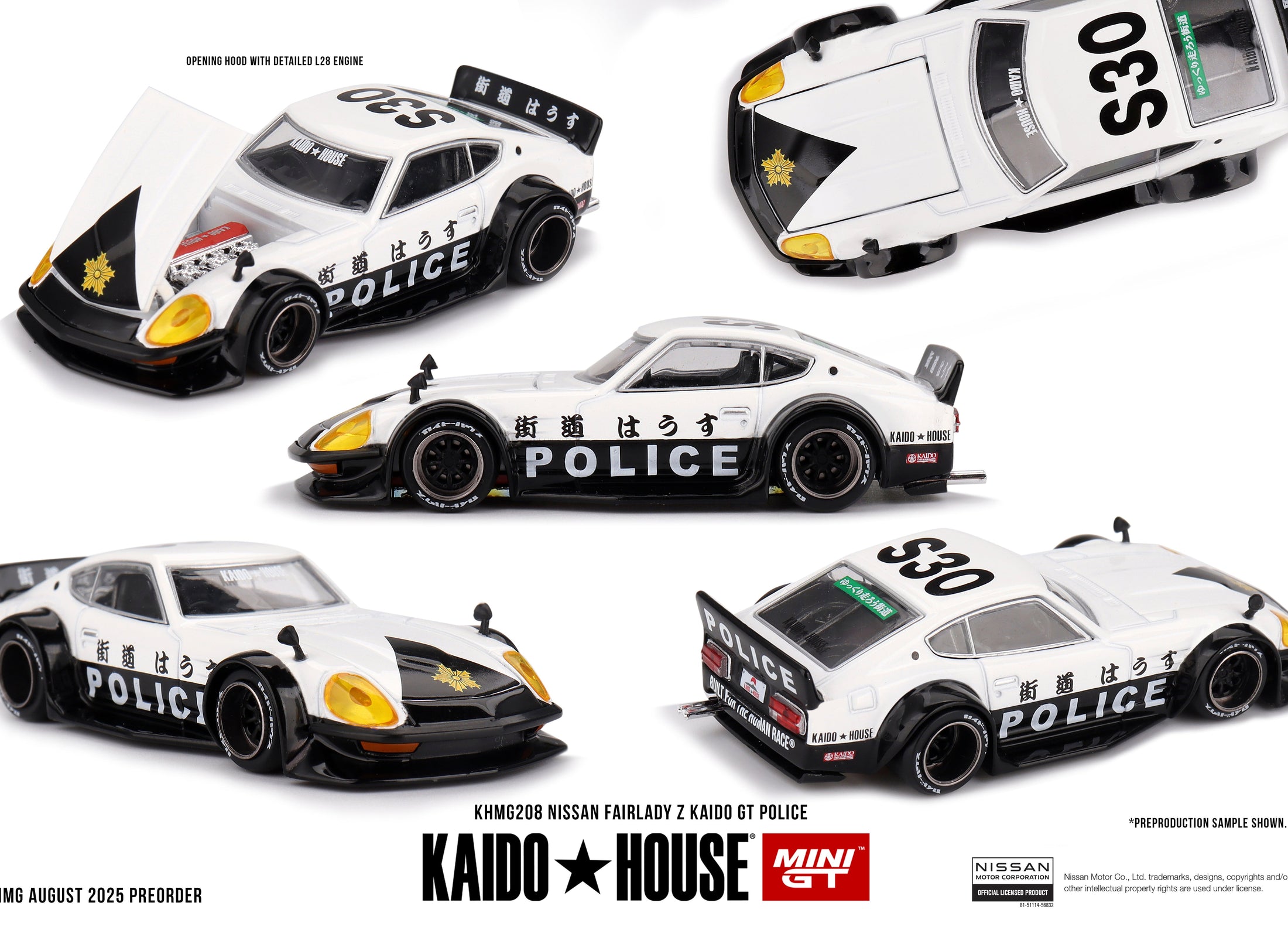 Kaido House X Mini GT Nissan Fairlady Z Kaido GT Police Car #KHMG208