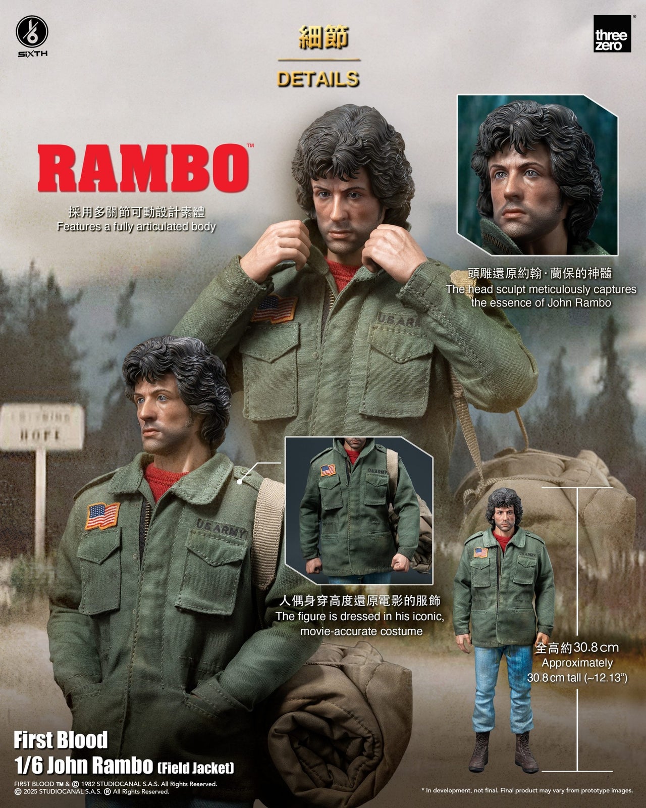 Threezero Rambo: First Blood 1/6 John Rambo (Field Jacket) Action Figure Set