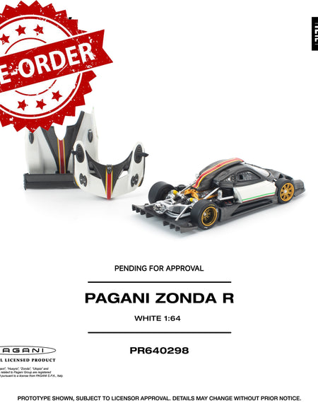 (Pre-order) POP RACE 1/64 PAGANI ZONDA R WHITE Diecast Model Car