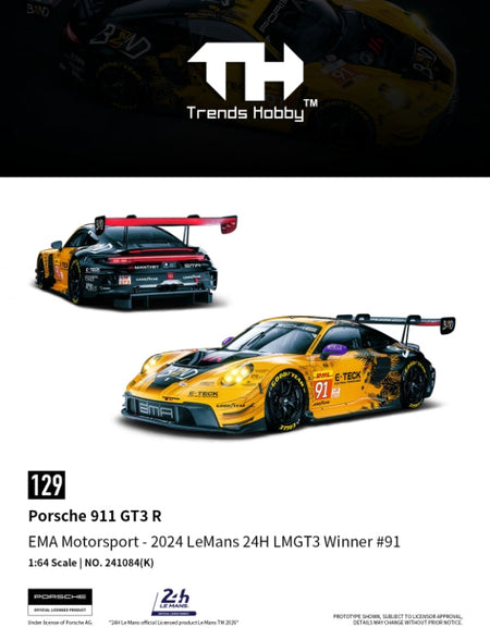(Pre-order) Trends Hobby 1/64 Diecast Porsche 911 GT3 R - LeMans 24H 2024 #91