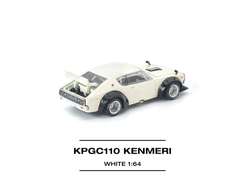 Load image into Gallery viewer, (Pre-order) POP RACE 1/64 KPGC110 KENMERI WHITE Diecast Model Car
