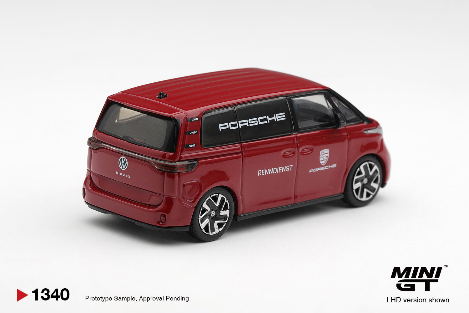 (Pre-order) Mini GT #1340 Volkswagen ID.Buzz Porsche Renndienst Red LHD