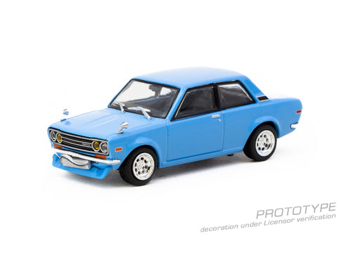 Load image into Gallery viewer, Tarmac Works 1/64 Datsun 510 Light Blue Diecast Model Car
