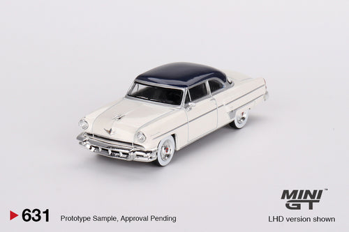 Load image into Gallery viewer, Mini GT #631 1/64 Lincoln Capri 1954 Arctic White / Atlantic Blue
