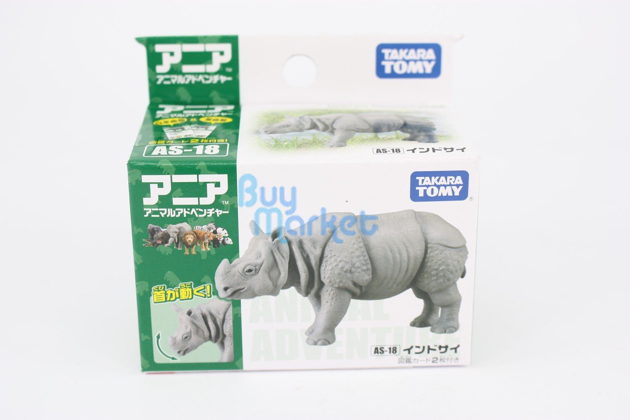 Takara Tomy ANIA Animal Action Figure AS-18 Indian Rhinoceros Unicornis Model