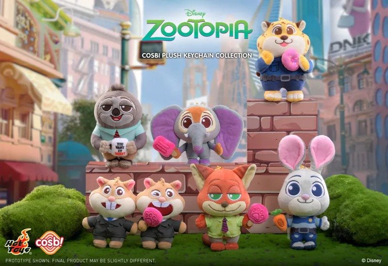 Hot Toys Disney Zootopia 2 Series Cosbi Plush Keychain Collection Set of 6