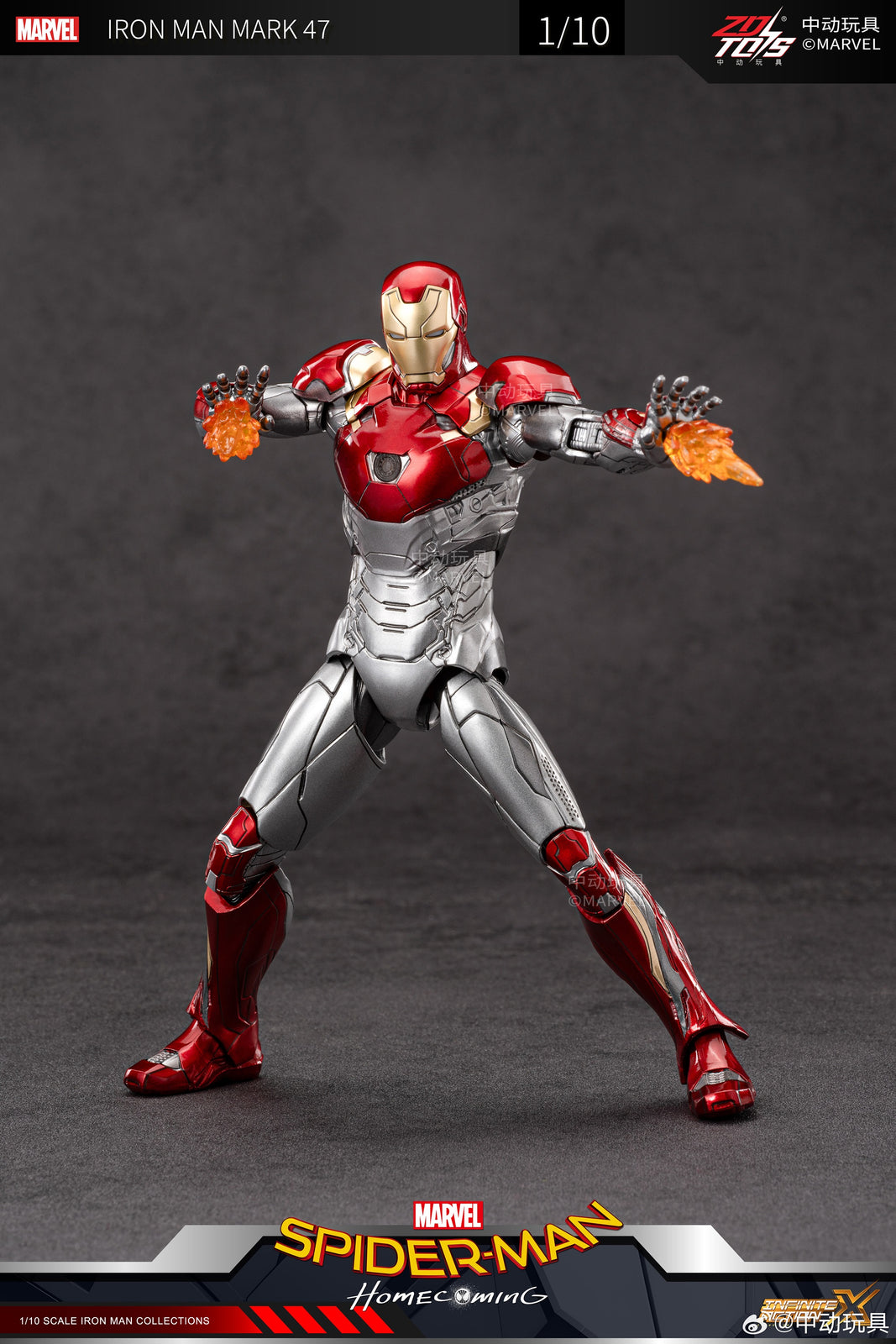 ZD Toys Marvel Avengers 1/10 Iron Man MK47 Action Figure Set