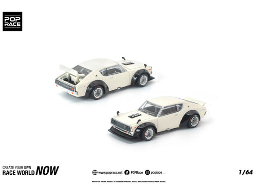 Load image into Gallery viewer, (Pre-order) POP RACE 1/64 KPGC110 KENMERI WHITE Diecast Model Car
