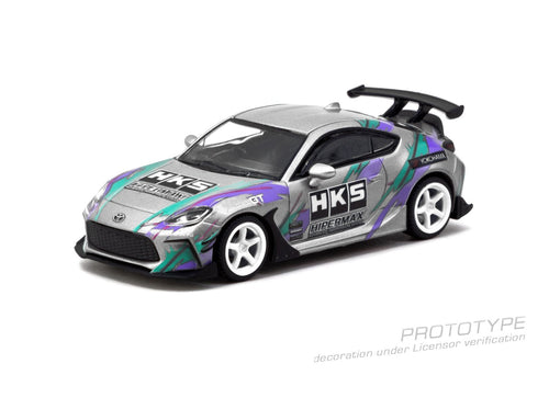 Load image into Gallery viewer, Tarmac Works 1/64 HKS Toyota GR86 Grey Diecast Model Car
