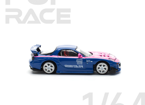 Load image into Gallery viewer, POPRACE 1/64 MAZDA RX7 RE-AMEMIYA - BLUE/PINK model car
