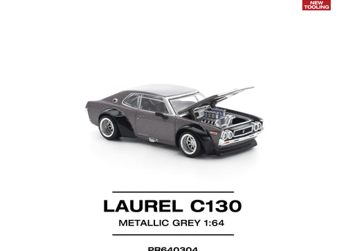 Load image into Gallery viewer, (Pre-order) POPRACE 1/64 LAUREL C130 METALLIC GREY (NEW TOOLING) Diecast Model
