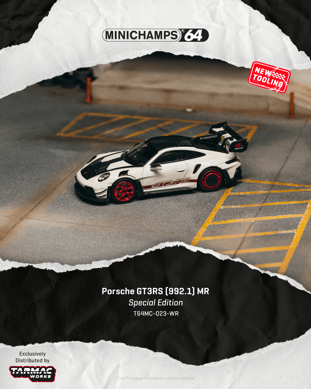 (Pre-order) Tarmac Works 1/64 Porsche GT3RS (992.1) MR White Red Tarmac Special