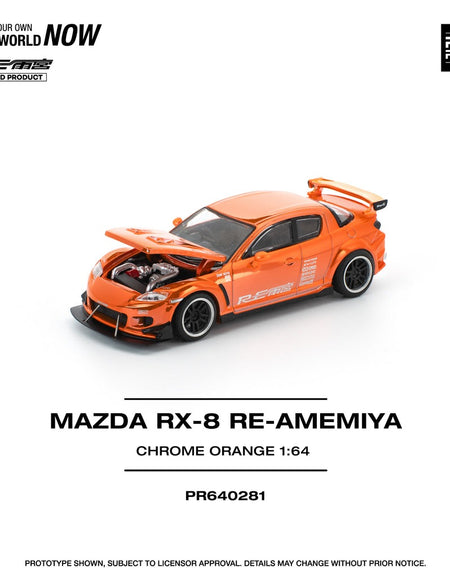 POPRACE 1/64 MAZDA RX-8 RE-AMEMIYA CHROME ORANGE Diecast Model Car