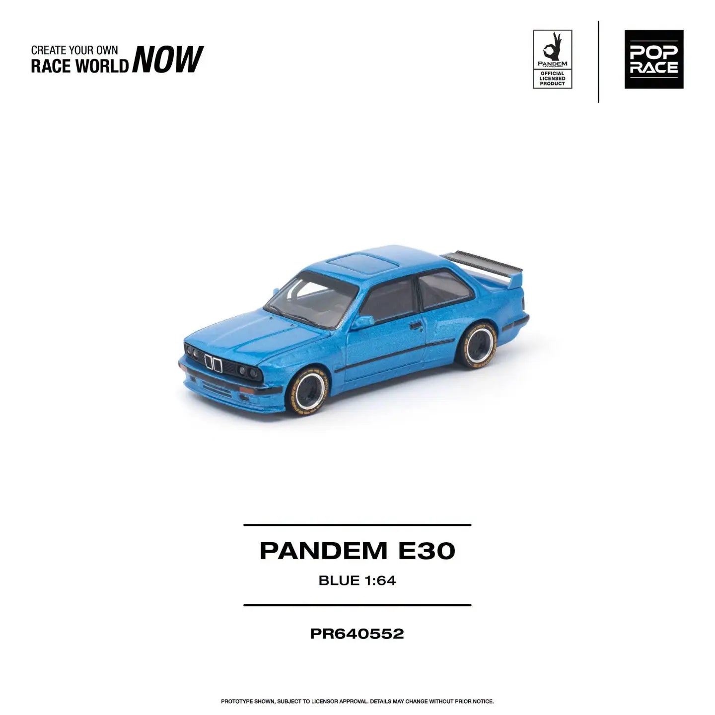 (Pre-order) POPRACE 1/64 - PANDEM E30 BLUE Opening Front Hood Detailed Engine