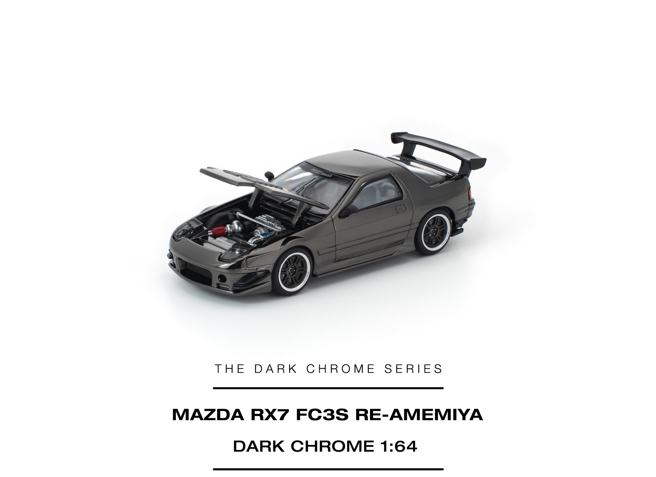 (Pre-order) POPRACE 1/64 MAZDA RX7 FC3S RE-AMEMIYA DARK CHROME Diecast Model Car