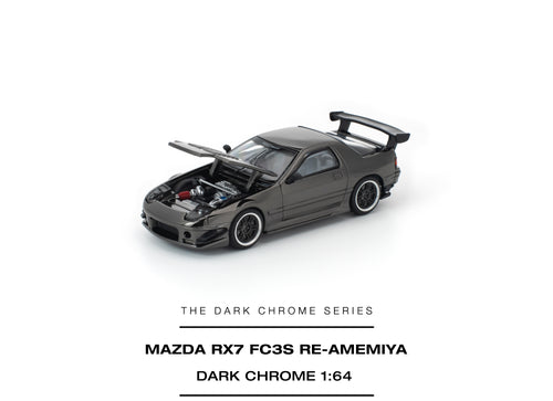 Load image into Gallery viewer, (Pre-order) POPRACE 1/64 MAZDA RX7 FC3S RE-AMEMIYA DARK CHROME Diecast Model Car
