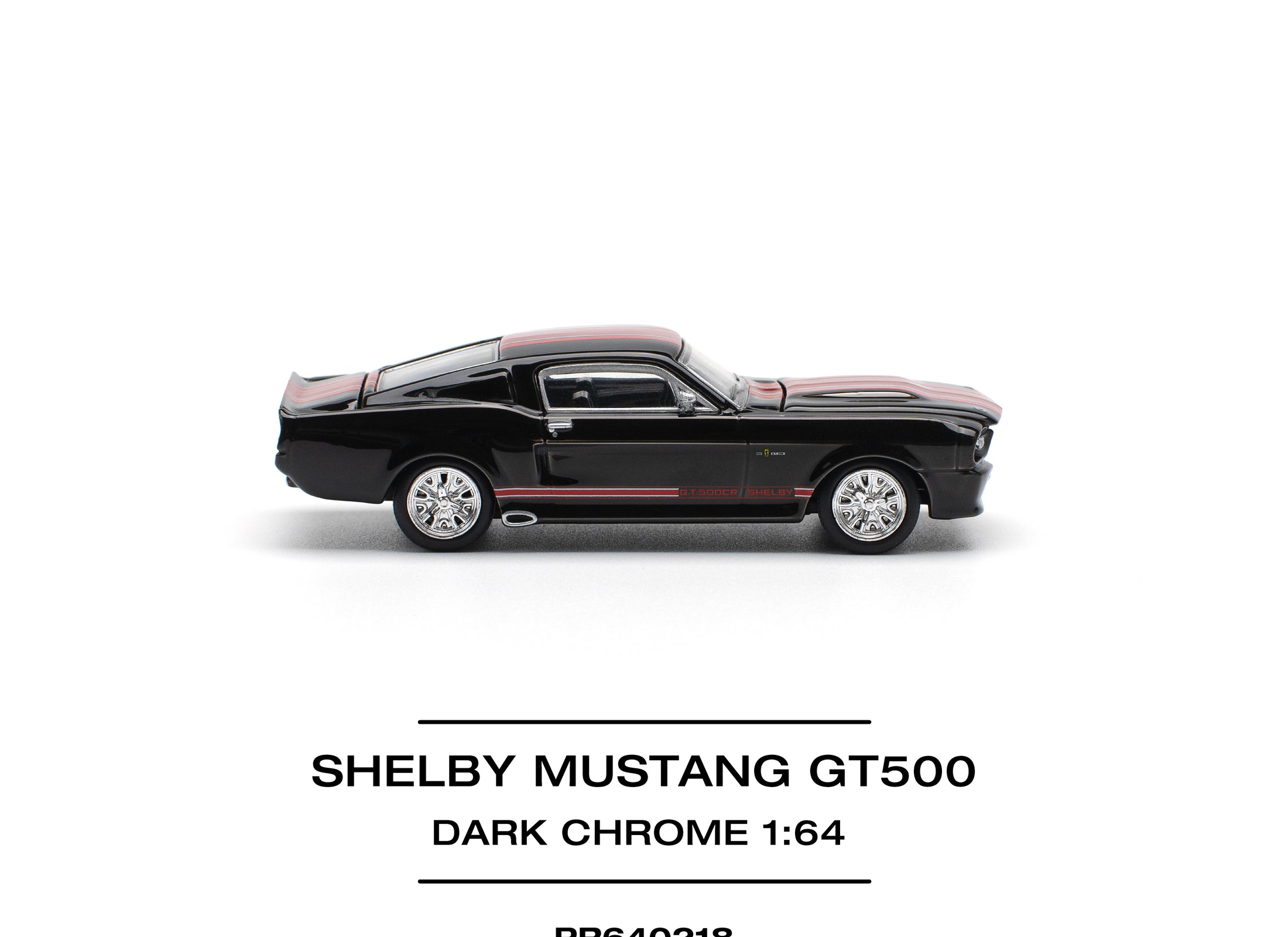 POPRACE 1/64 SHELBY MUSTANG GT500 DARK CHROME Diecast Model Car