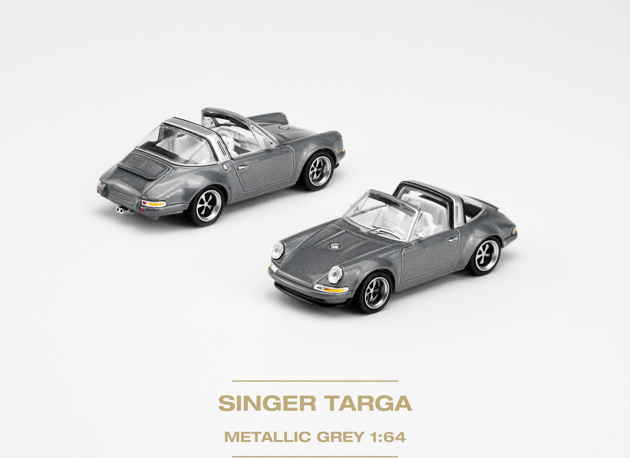 POPRACE 1/64 SINGER TARGA METALLIC GREY Diecaset Model Car