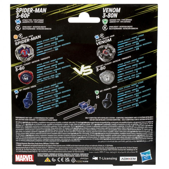 (In Stock)Takara Tomy Beyblade X BX-00 Spider-Man and Venom Multipack Set 3-60F