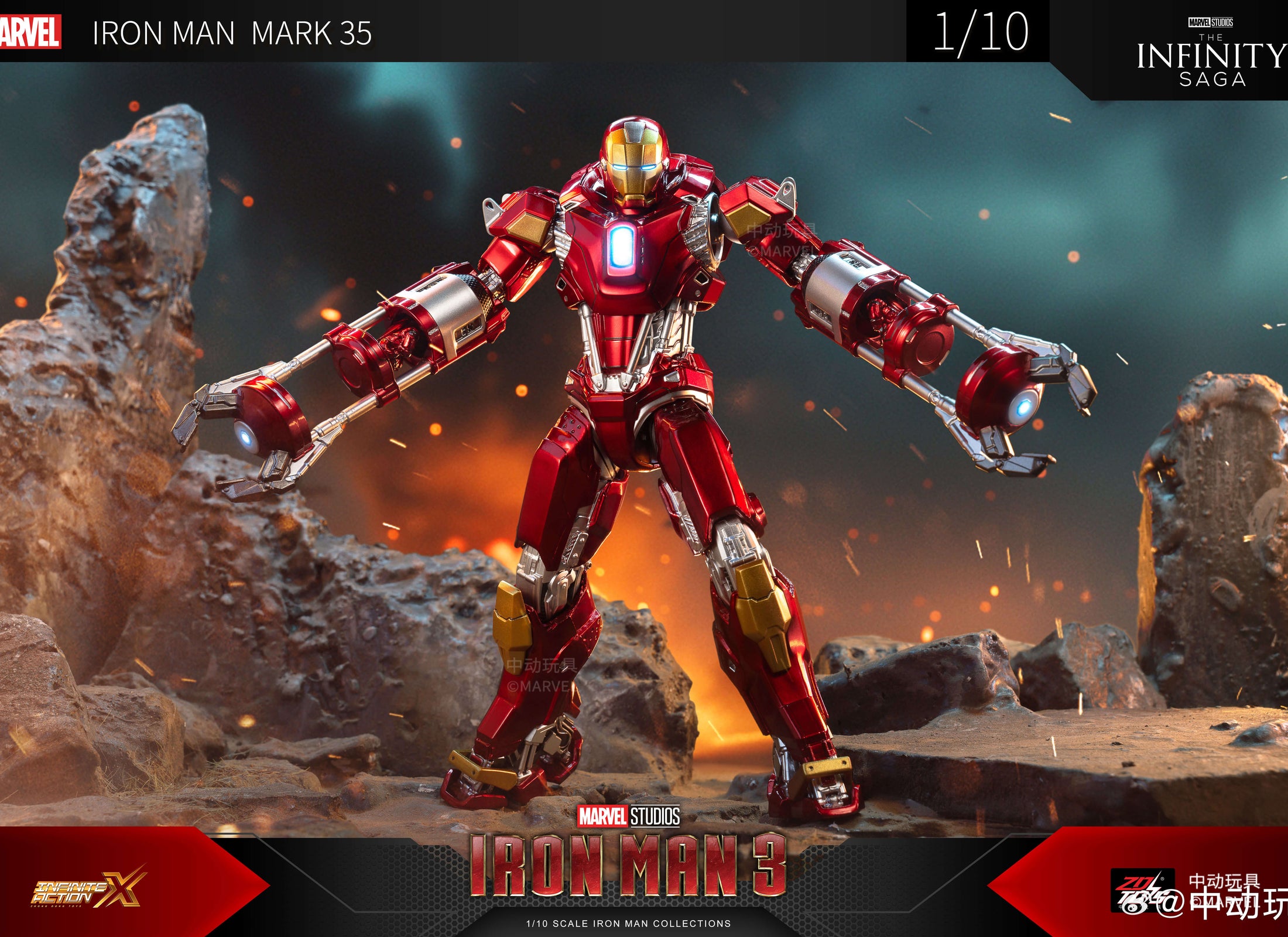 ZD Toys Marvel Avengers 1/10 Iron Man MK35 Action Figure Set