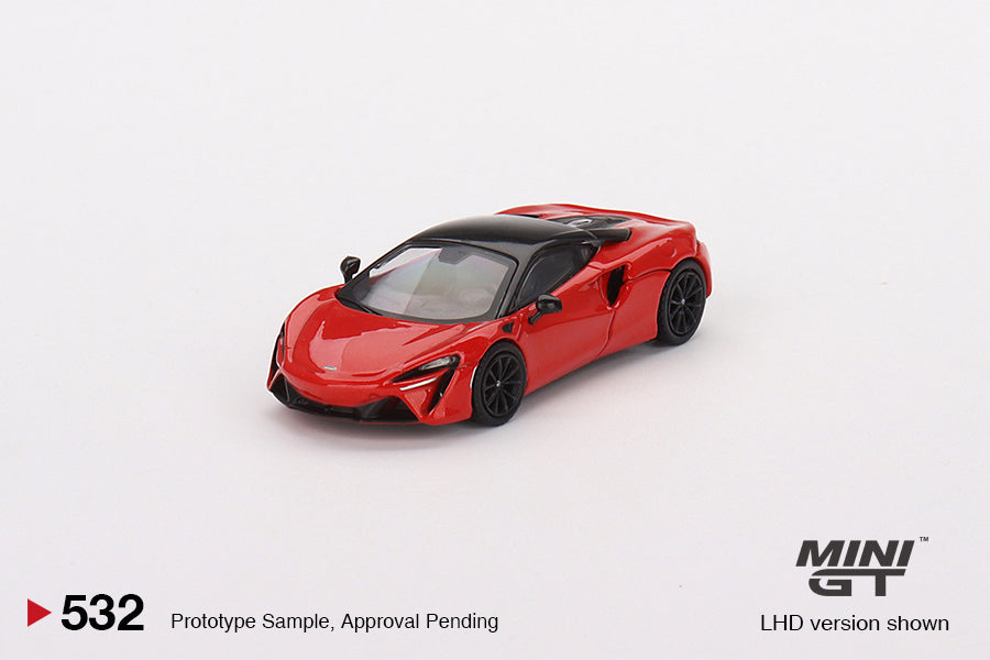 Mini GT 1:64 #532  McLaren Artura Vermillion Red RHD Model Car