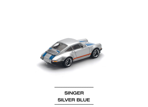 Load image into Gallery viewer, POPRACE 1/64 SINGER SILVER/BLUE Diecast Model Car
