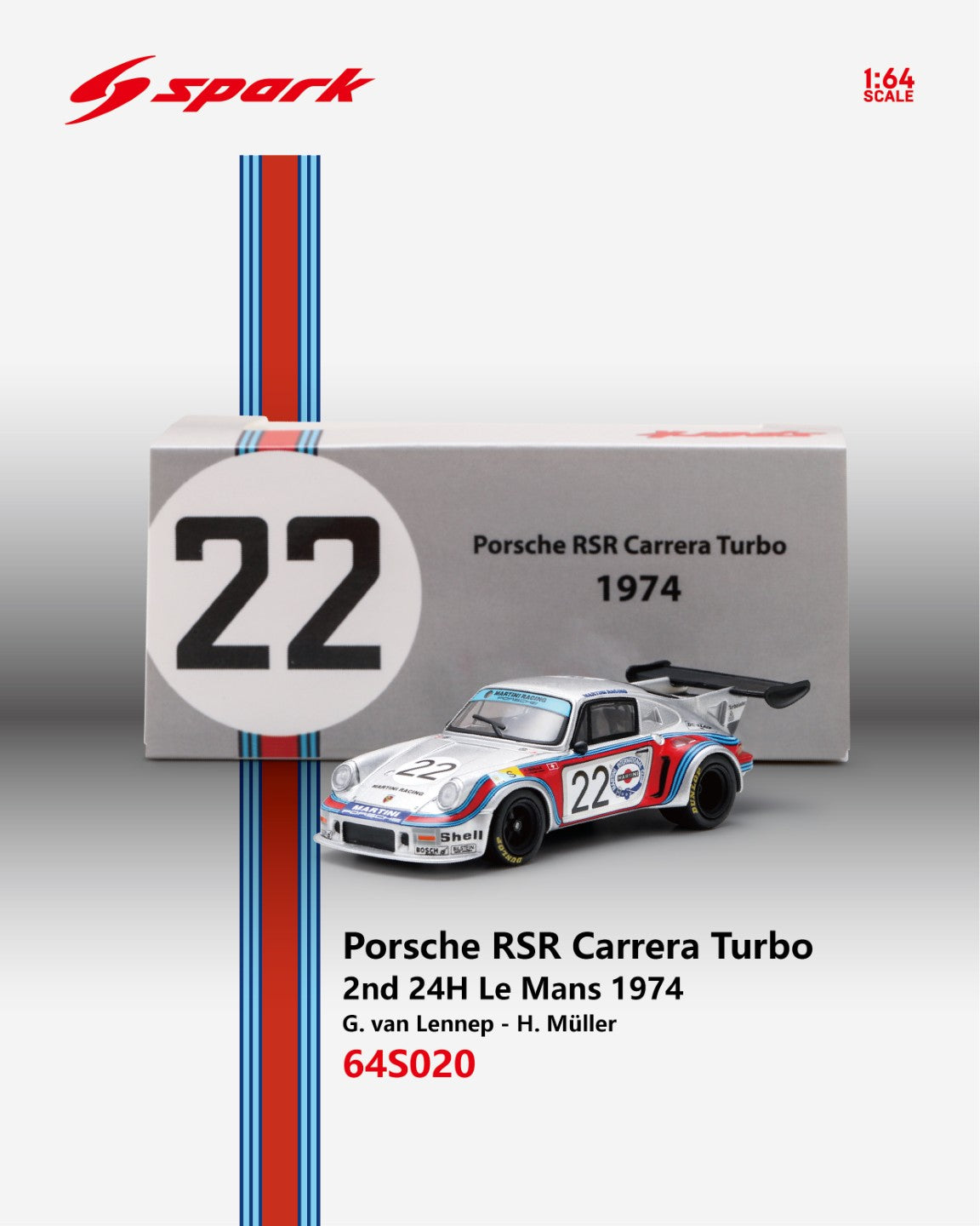 (Pre-order) Sparky 1/64 - Porsche RSR Carrera Turbo No.22 2nd 24H Le Mans 1974