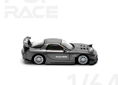 Load image into Gallery viewer, POPRACE 1/64 MAZDA RX7 RE-AMEMIYA - GUN METAL Model Car
