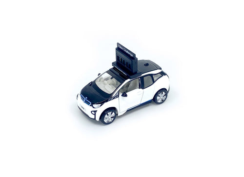 Load image into Gallery viewer, TINY HK #161 BMW i3 Marathon Clock Car (Capparius White) Diecast Car w/ sticker
