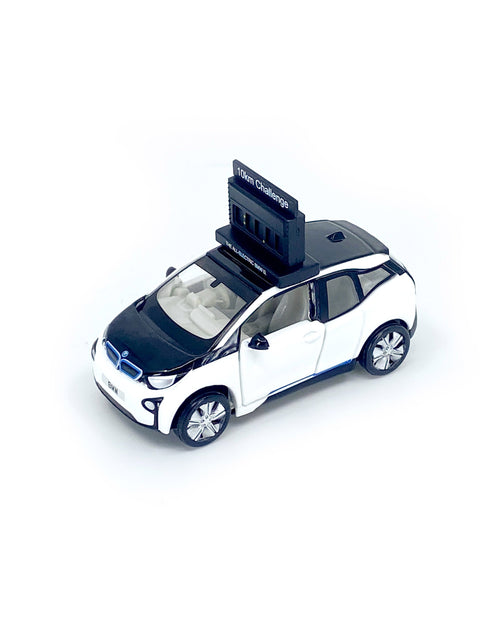 Load image into Gallery viewer, TINY HK #161 BMW i3 Marathon Clock Car (Capparius White) Diecast Car w/ sticker
