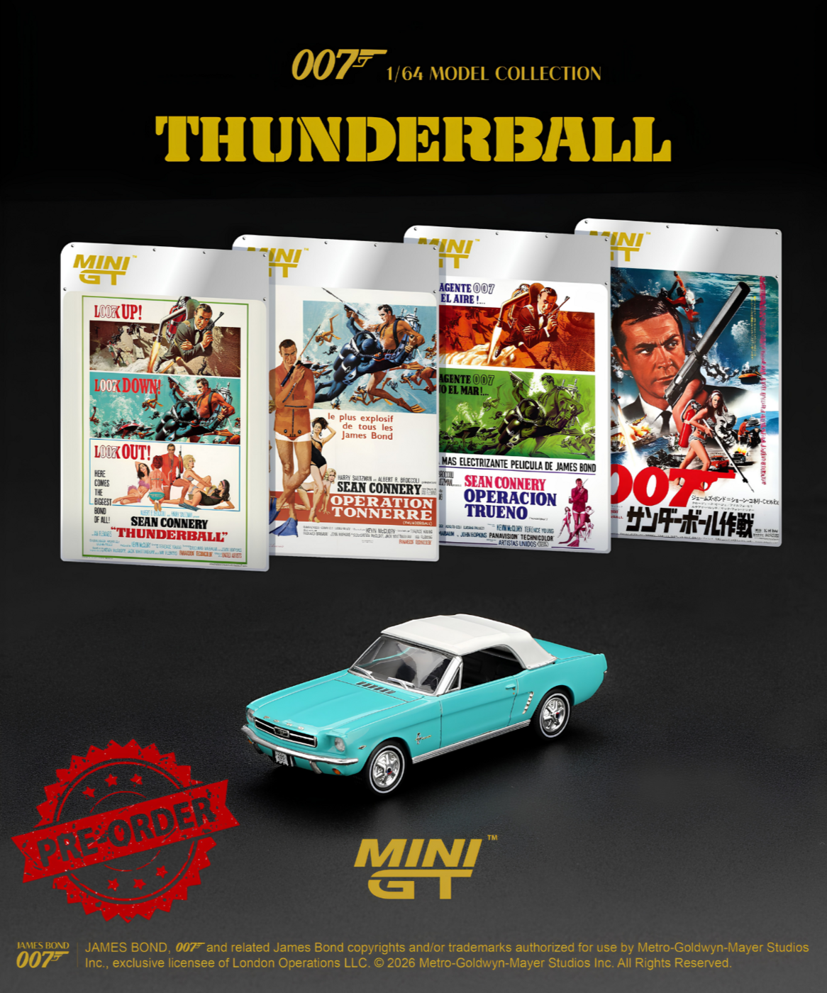 (Pre-order) Mini GT #923 Ford Mustang Convertible "Thunderball" James Bond 007