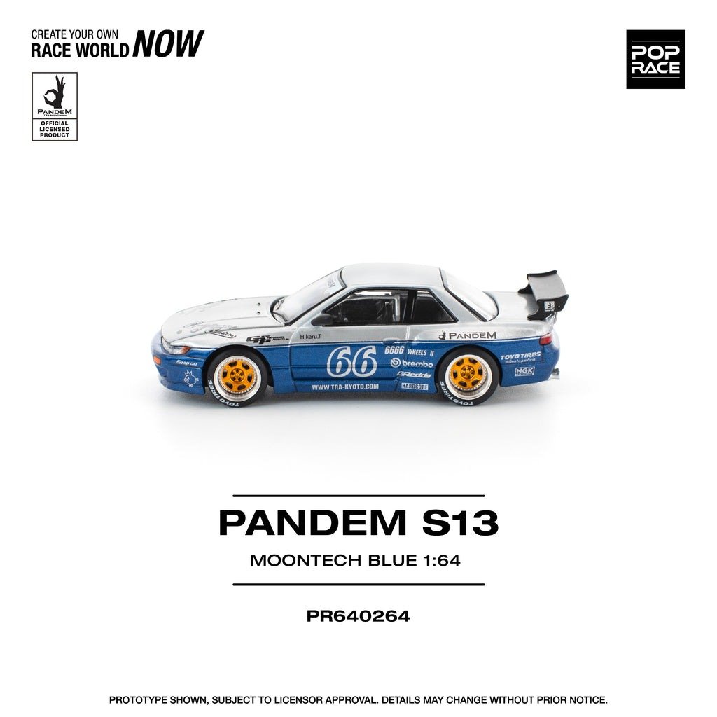 POPRACE 1/64 PANDEM SILVIA S13 MOONTECH BLUE Diecast Model Car
