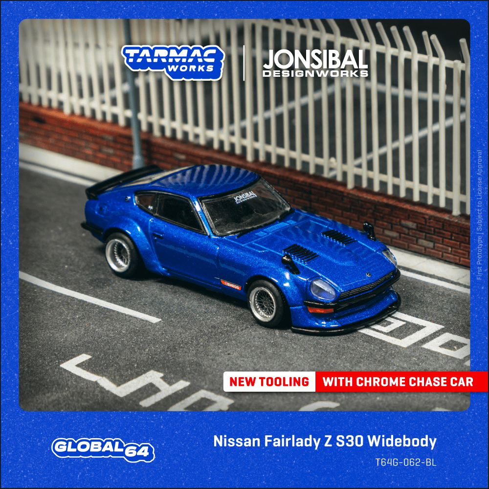 Tarmac Works 1/64 Nissan Fairlady Z S30 Widebody Blue Model Car