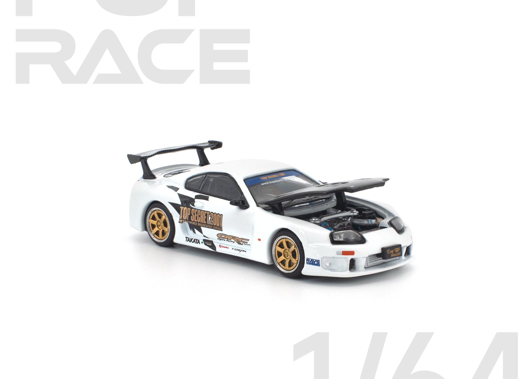 (Pre-order) POPRACE 1/64 TOP SECRET GT300 SUPRA WHITE Model Car #PR640364