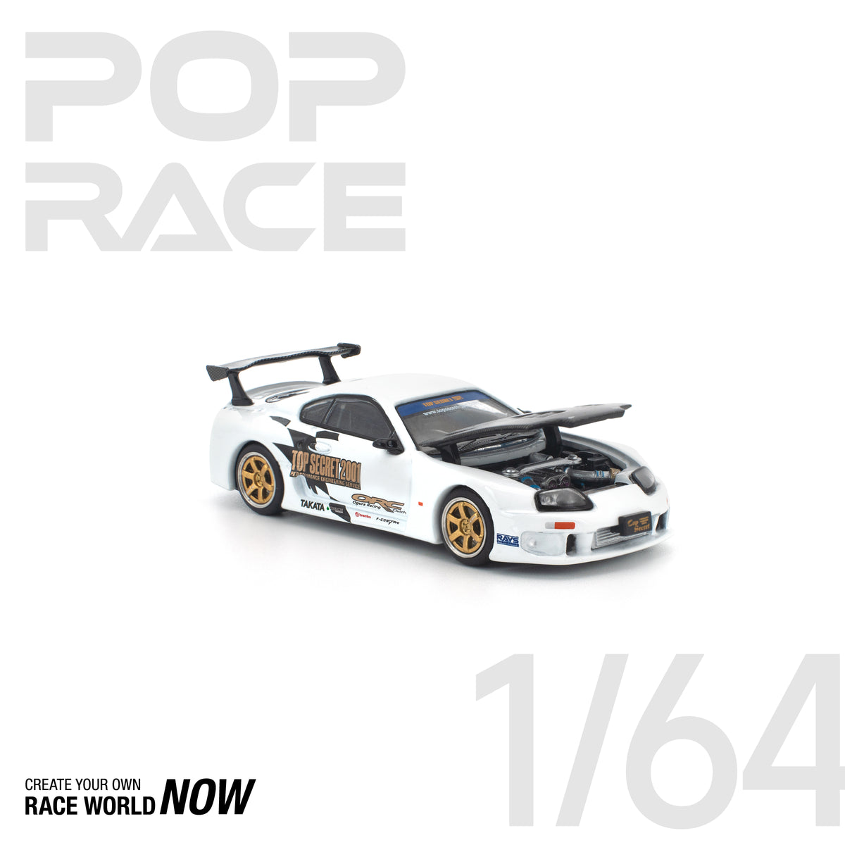 (Pre-order) POPRACE 1/64 TOP SECRET GT300 SUPRA WHITE Model Car #PR640 ...