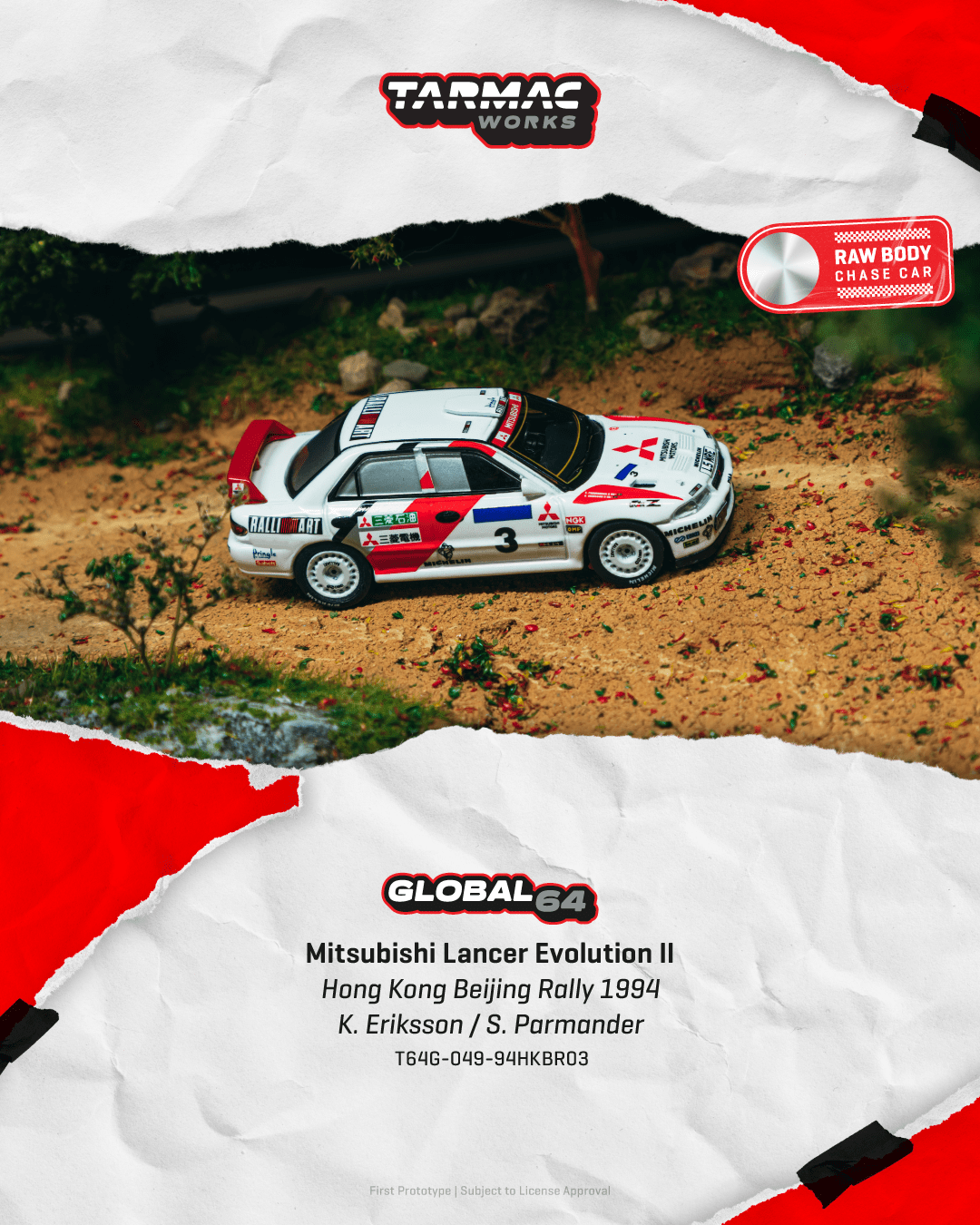(Pre-order) Tarmac Works Mitsubishi Lancer Evolution II Hong Kong Beijing Rally