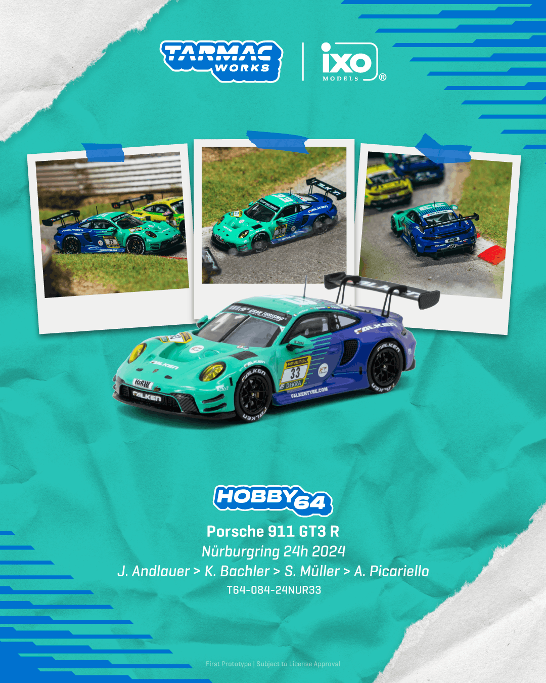 (Pre-order) Tarmac Works Porsche 911 GT3 R Nürburgring 24h 2024 Diecast Car