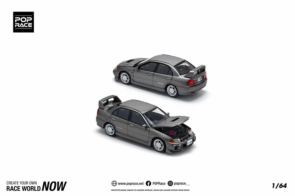POP RACE 1/64 MITSUBISHI LANCER EVOLUTION IV DARK GREY Diecast Model