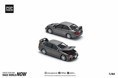 POP RACE 1/64 MITSUBISHI LANCER EVOLUTION IV DARK GREY Diecast Model