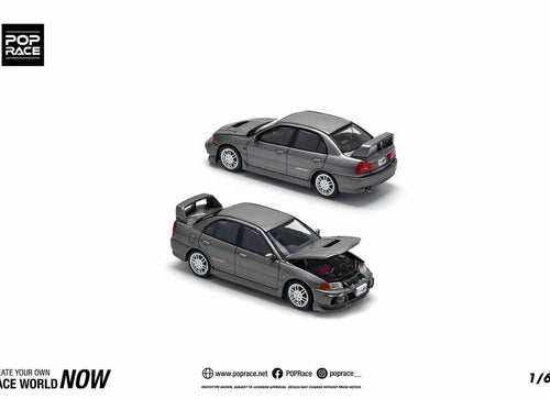 Load image into Gallery viewer, POP RACE 1/64 MITSUBISHI LANCER EVOLUTION IV DARK GREY Diecast Model
