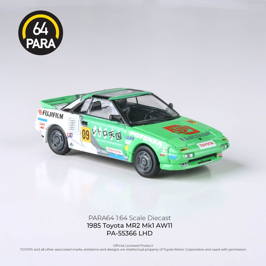 PARA64 1/64 1985 Toyota MR2 MK1 AW11 Fujifilm LHD Diecast Model Car