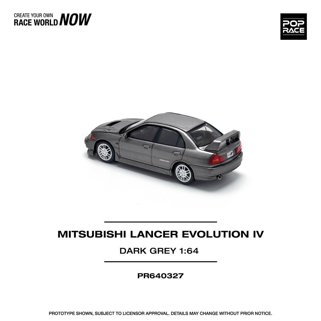 POP RACE 1/64 MITSUBISHI LANCER EVOLUTION IV DARK GREY Diecast Model