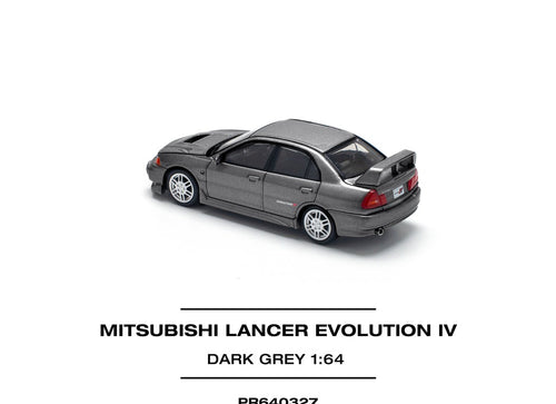 Load image into Gallery viewer, POP RACE 1/64 MITSUBISHI LANCER EVOLUTION IV DARK GREY Diecast Model
