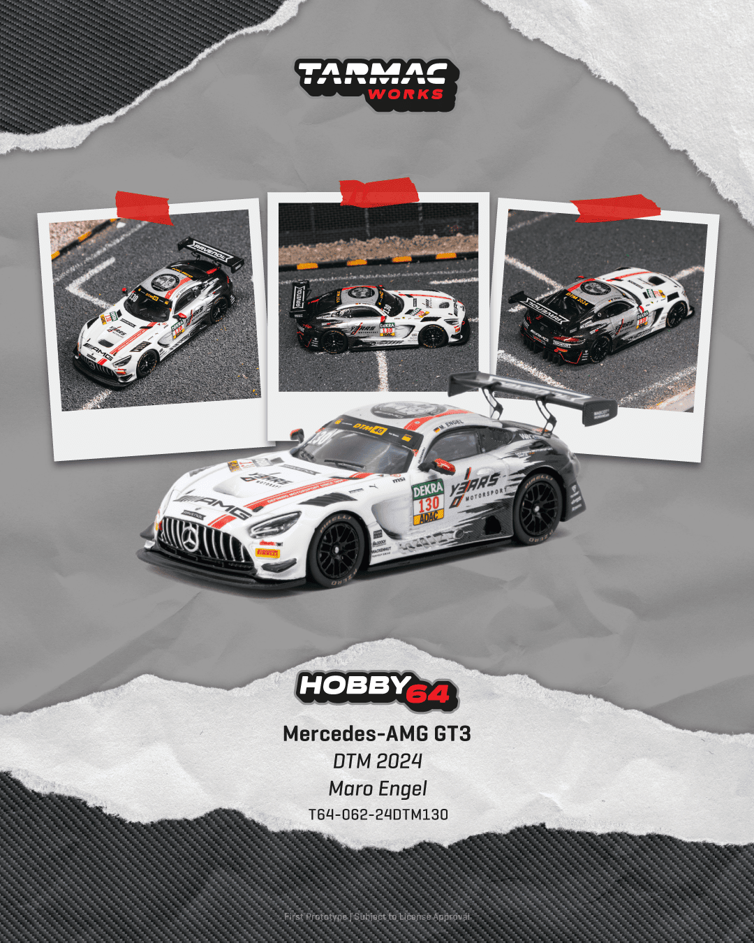 (Pre-order) Tarmac Works 1/64 Mercedes-AMG GT3 DTM 2024 Diecast Model