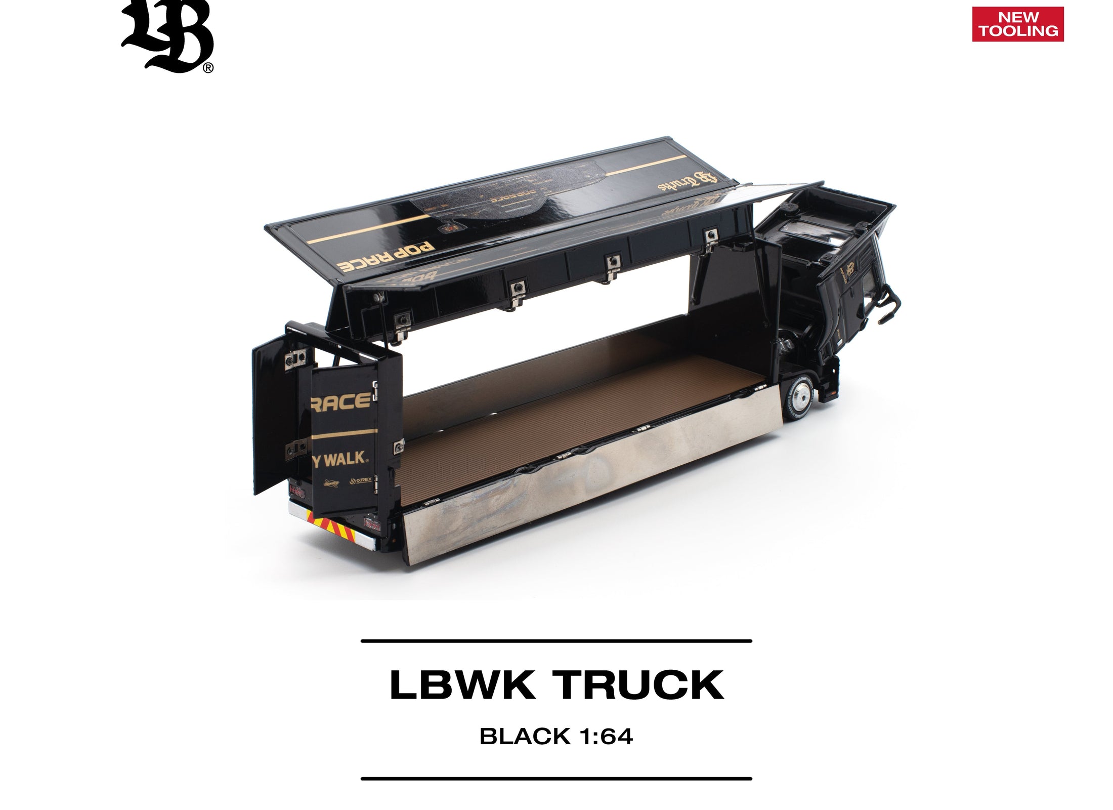 (Pre-order) POPRACE 1/64 - LBWK TRUCK - BLACK Diecast Model Car